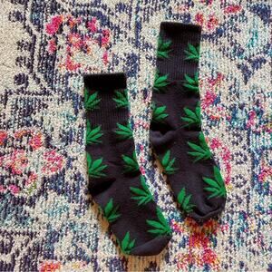 HUF Plantlife Green & Black Ribbed Crew Socks Unisex